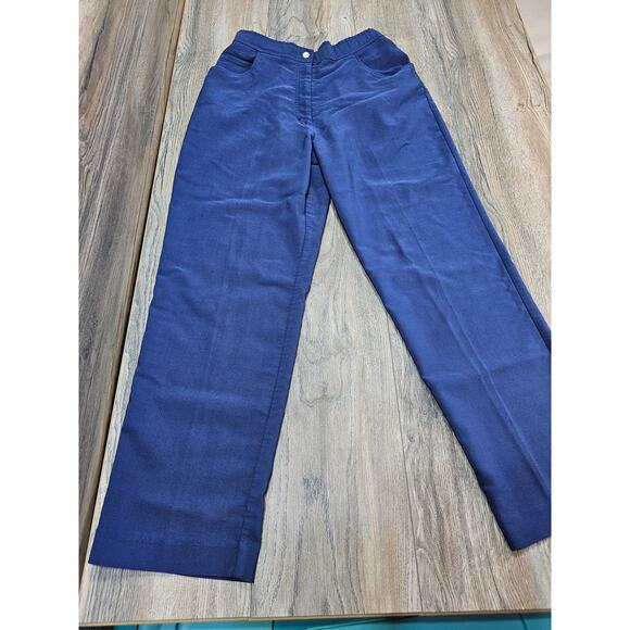 Blair Women's Size 12P Blue Rayon Polyester Blend Elastic Back Waist Pants - Picture 1 of 8